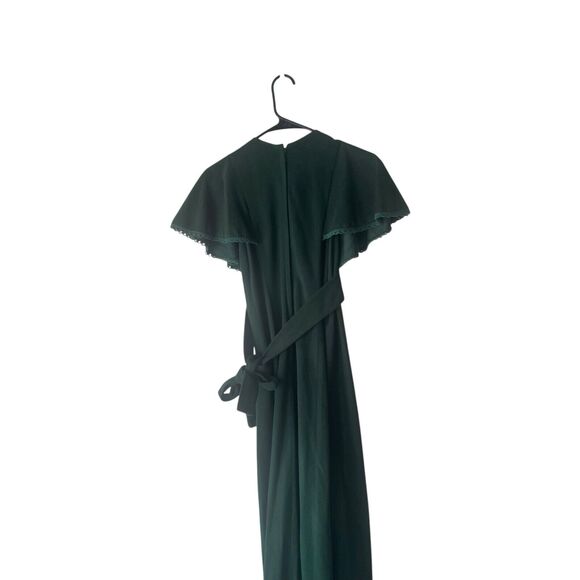 Vintage 1960s-70s Green Women's Size 7 V Neck Babydoll Tie Maxi Dress - Picture 5 of 8